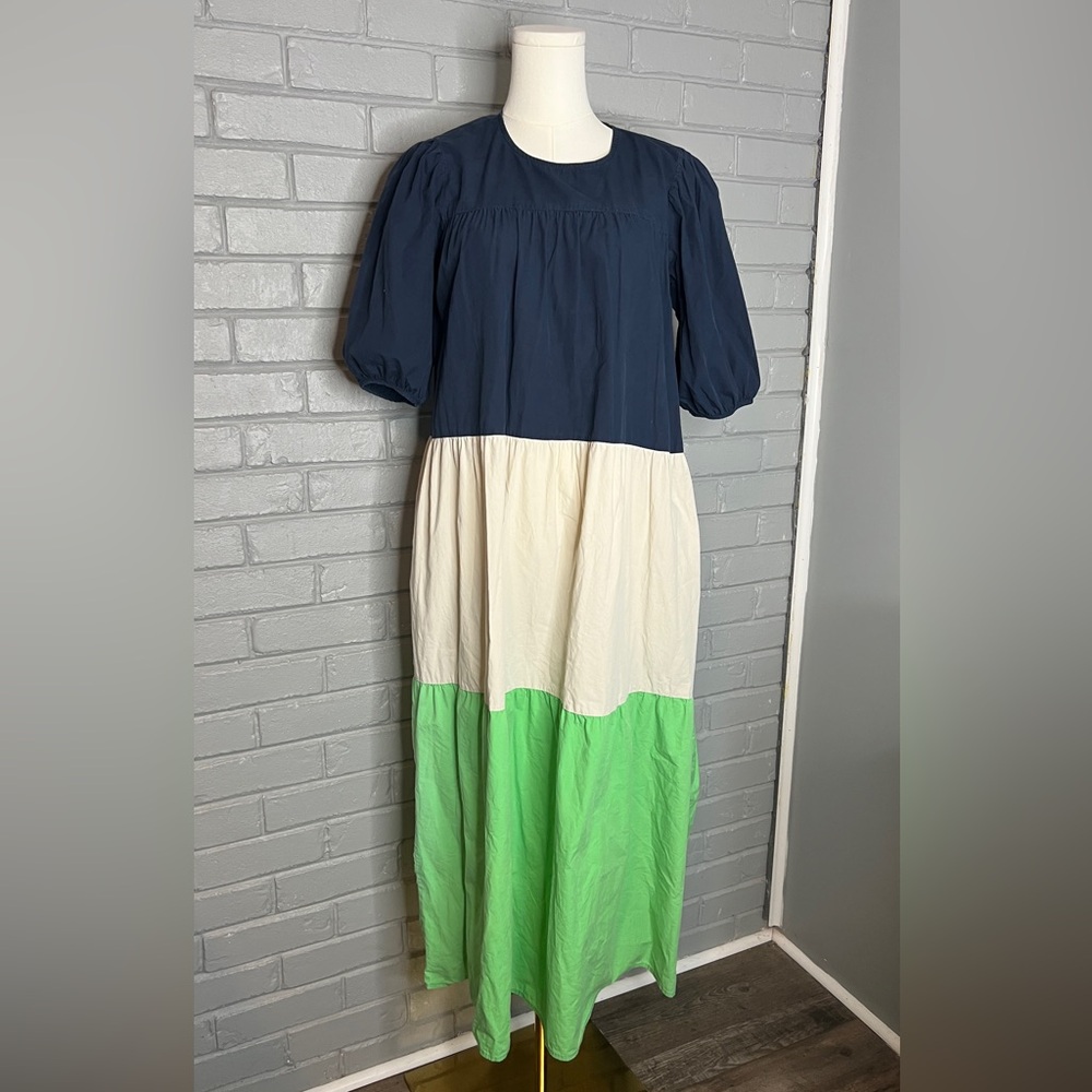 Compania Fantastica Colorblock 3 Tone Layered Maxi Dress in Size Small